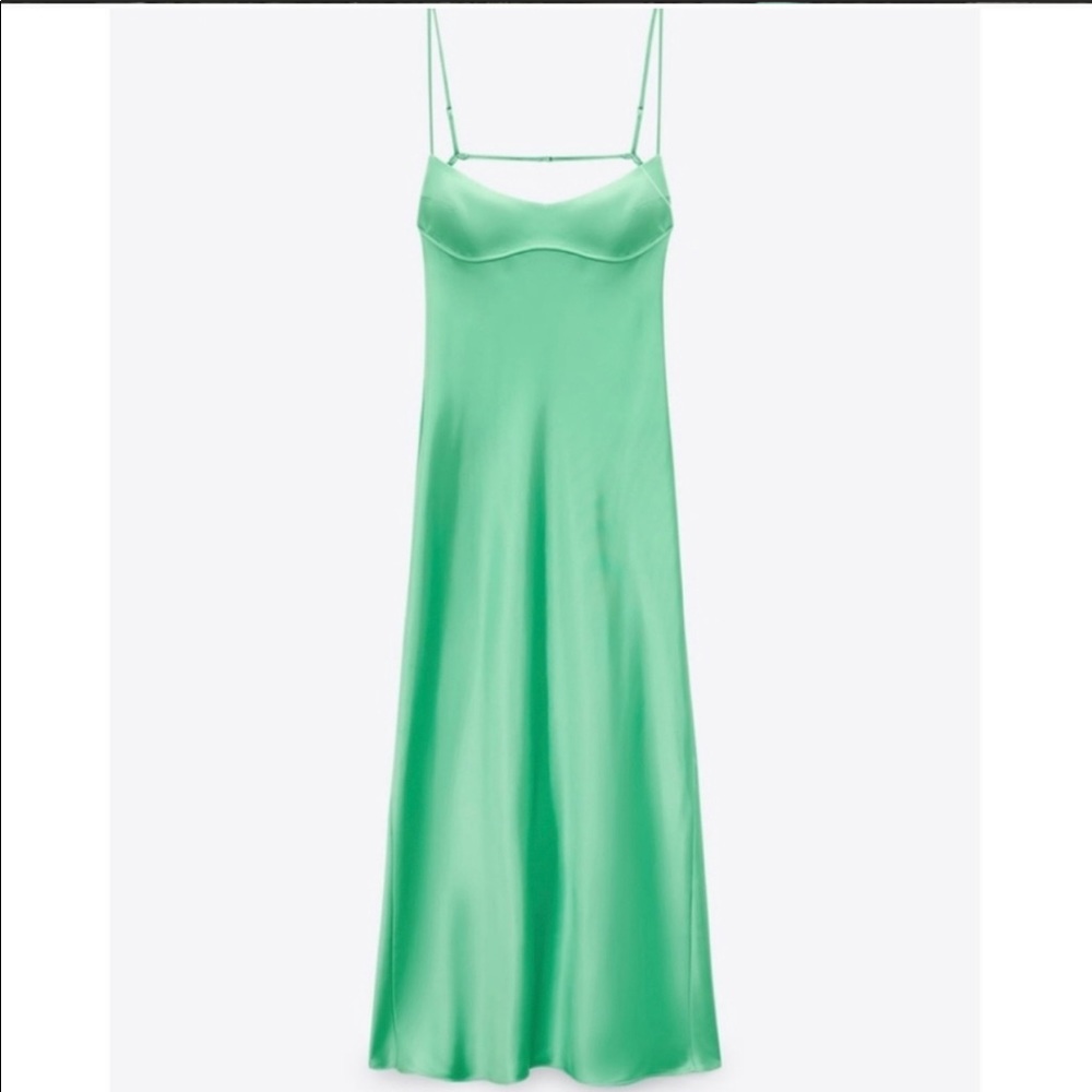 Zara Satin Effect Dress - Mint Green